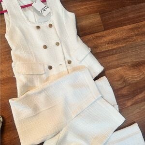 Zara tweed knit vest and pant set. Size M